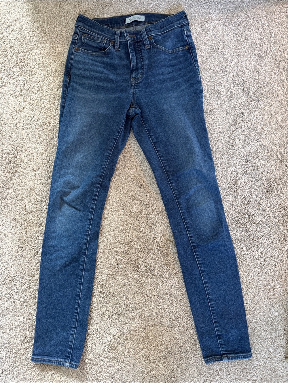 Madewell Dark Blue Mid-Rise 9” Skinny Jeans